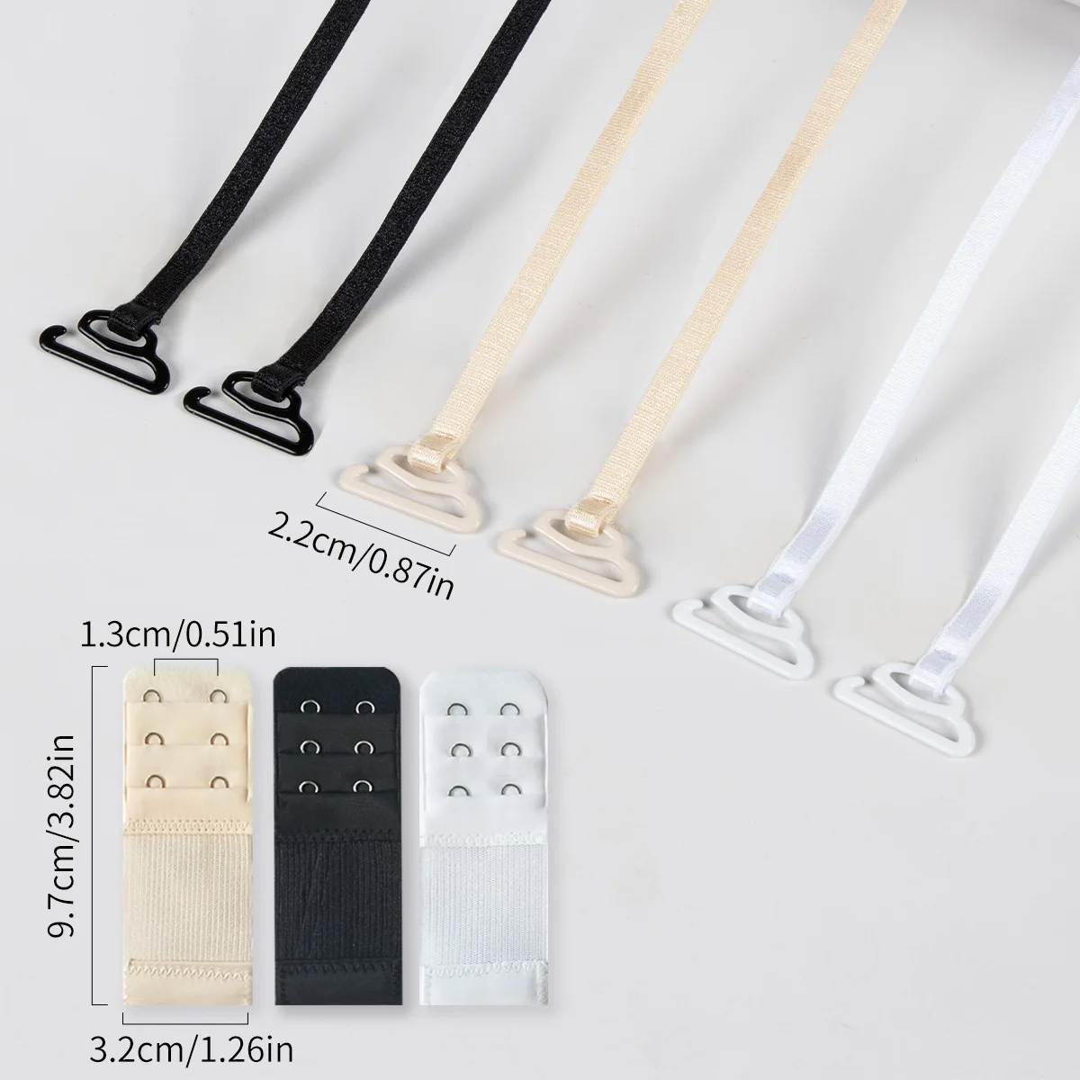Mixed Set——Adjustable Multifunctional Bra Straps for Women——Two-Row Hook Bra Extender, Elastic Bra Converter, Back Hook Design