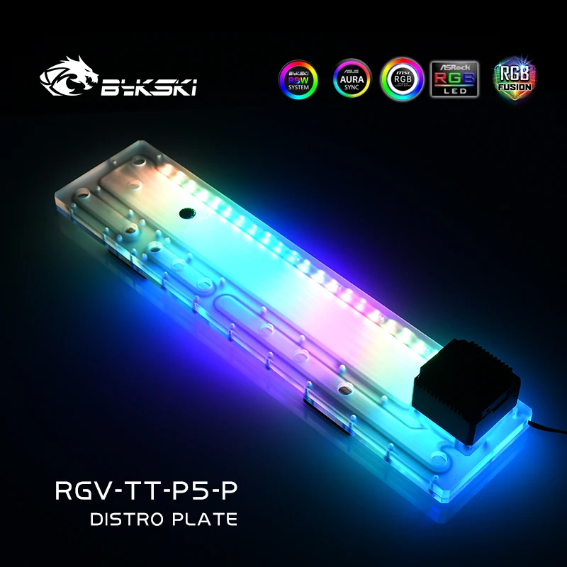 Imagem -02 - Placa Bykski-distro para Thermaltake e tt Núcleo p5 Dynamic Waterway Board Reservoir Bomba do Tanque de Água para Resfriamento do pc Rgv-tt-p5-p