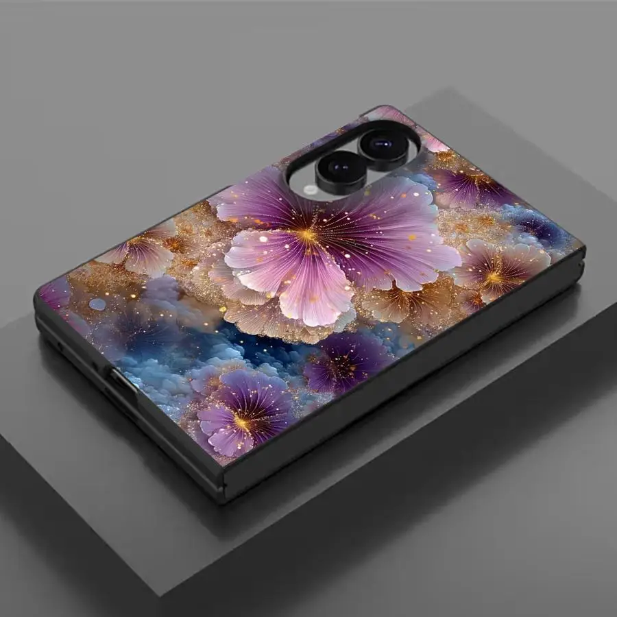 Case for Samsung Galaxy Z Fold 8 Z Fold8 Wide ZFold8 ZFold Wide Luxury Phone Cover Fashionable Marble Flowers