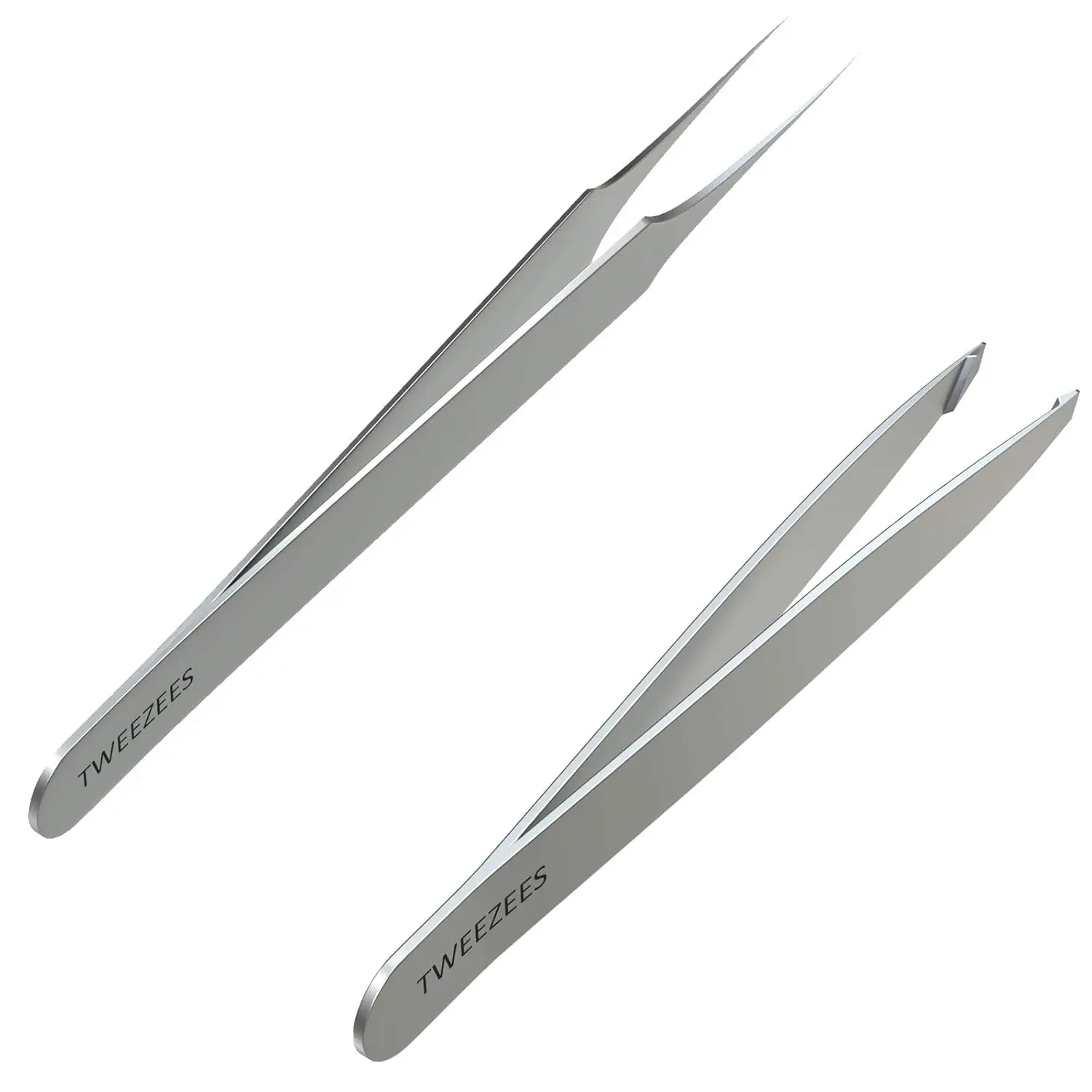 

Precision Stainless Steel Tweezers | Professional Slant Tip & Splinter Tip | Extra Sharp Hair Removal Tool for Eyebrow Shaping
