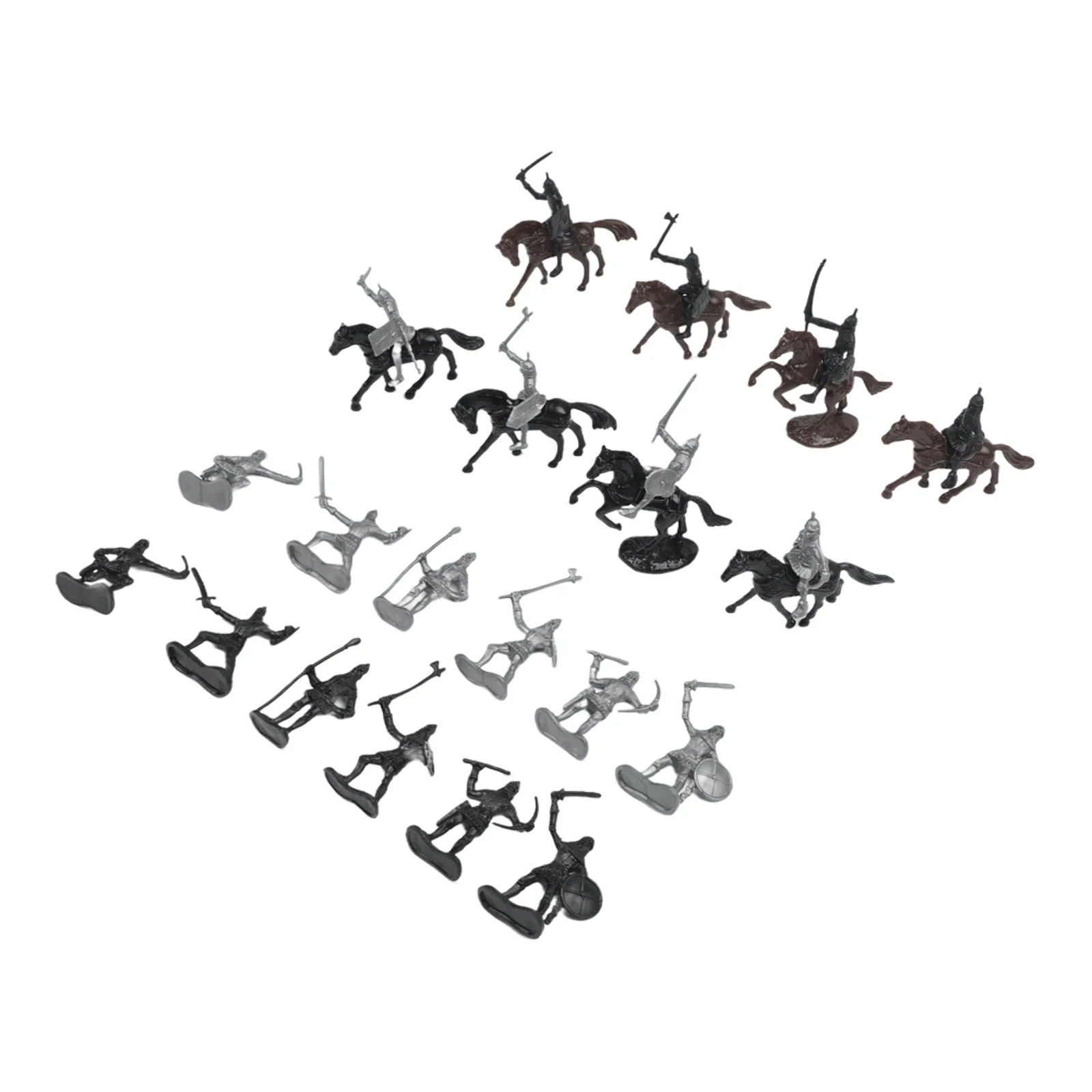 28PCS Medieval Knights Warriors and Horses Toy Figures Playset for Ages 4 and Up Collectible Educational Model Set