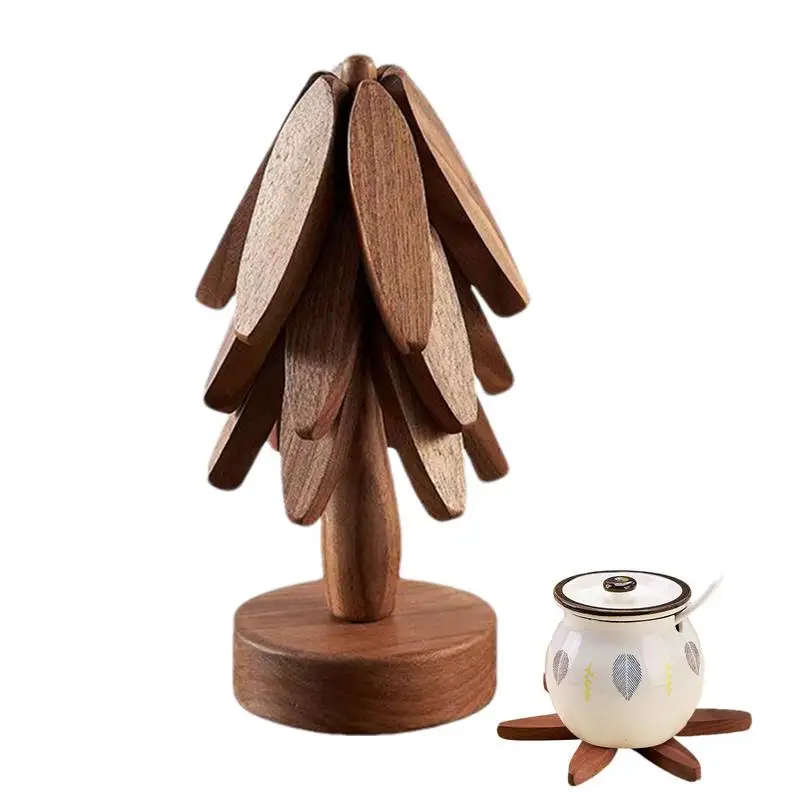 4 adet ağaç tasarım standı ahşap Trivets dekoratif Anti haşlanma isıya dayanıklı masa Mat Coaster ahşap Placemats Pot