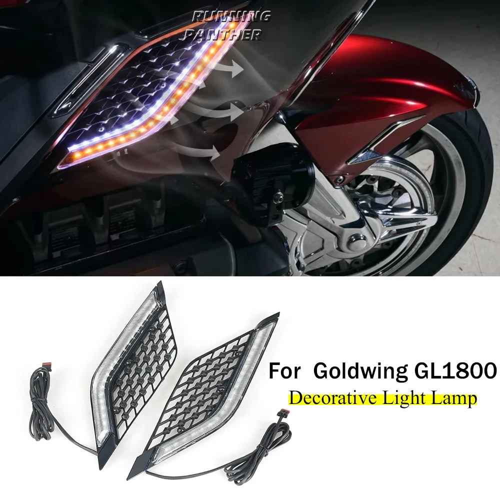 

Motorcycle LED Light Radiator Grill Panels Decorative Light Lamp For Honda Goldwing Gold Wing GL1800 Tour DCT Airbag 2018-2023