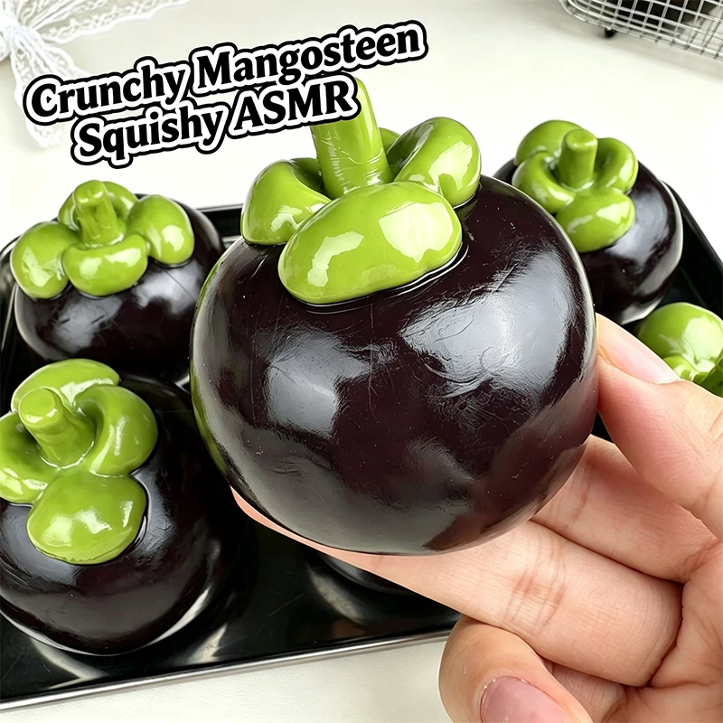 Crunchy Mangosteen Squishy Stress Ball Fidget Toy Crunchy Squishies Squeeze Toy ASMR Anti Stress Release Hand Relax Gift Toys