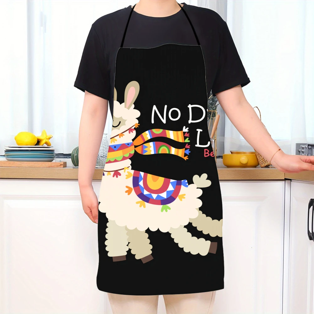 No Drama Llama Be Cool Apron With Colorful Alpaca Design For Cooking And Baking Fun