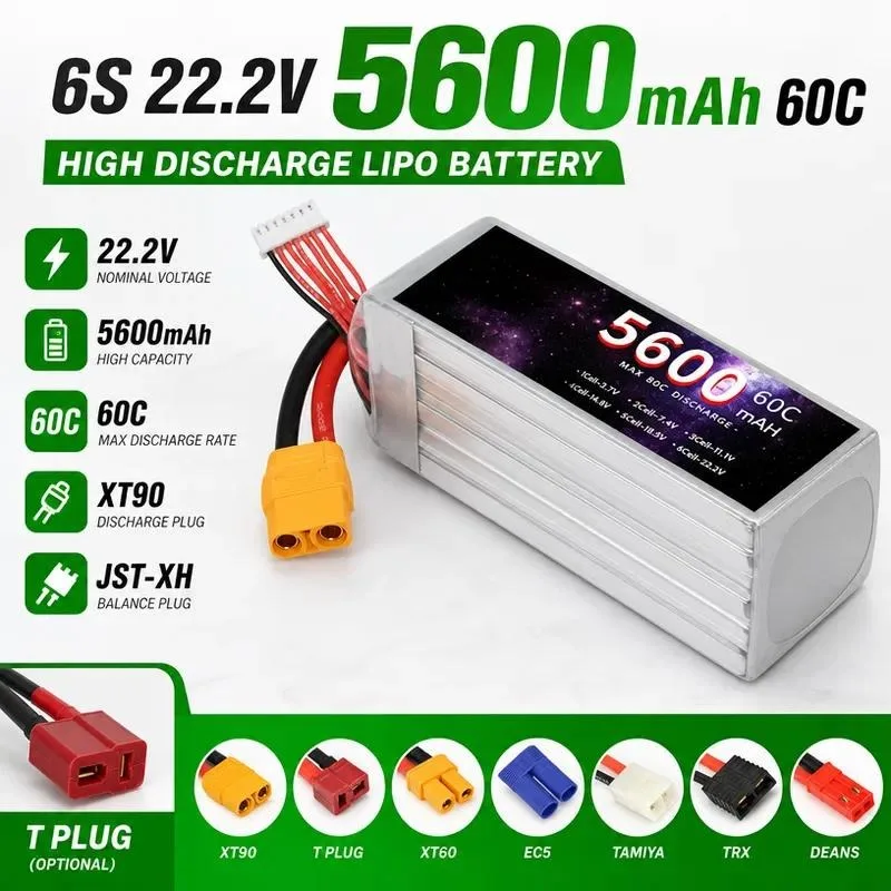Factory Sales 5600mAh 22.2V Lithium Battery 60C for RC Aircraft Drone Accessories Model Airplane Battery