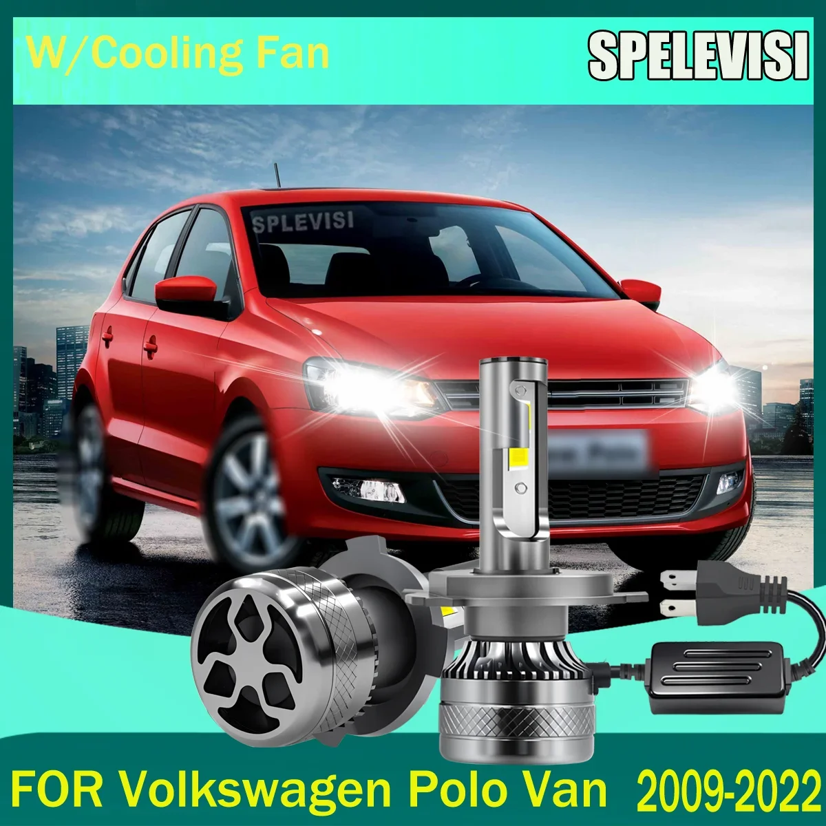 2-Yr Warranty Car Headlamp H4 LED Headlight W/Cooling Fan For Peugeot Partner 1996 1997 1998 1999 2000 2001 2002 2003 2004 -2017