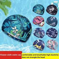 1PC Printed cloth swim cap quick-drying breathable fashion adult men and women adult cloth cap swimming cap