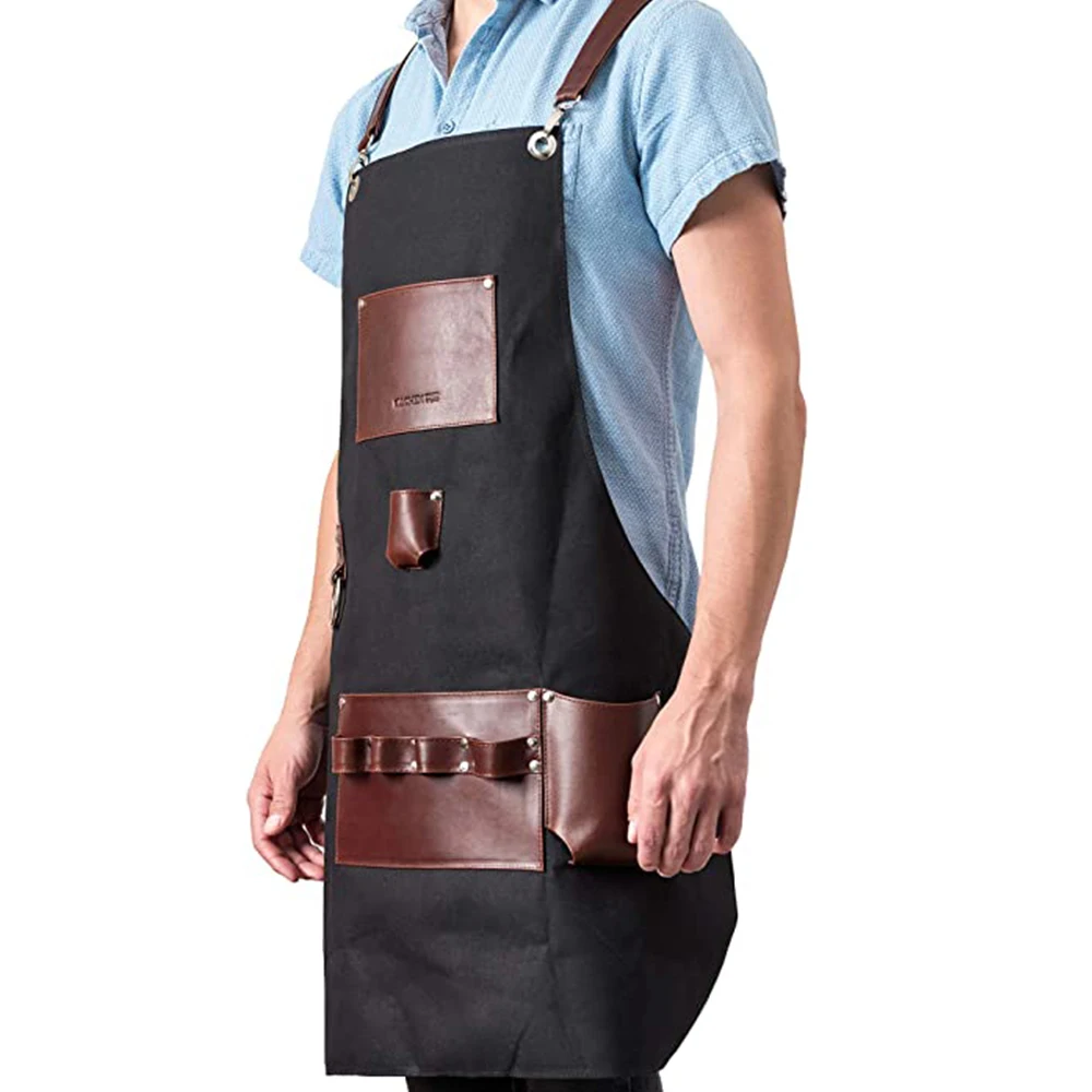 Kitchen Apron for Men, Chef Apron with Leather, Must Have for Grilling, Tools for Dad, High End, Gifts