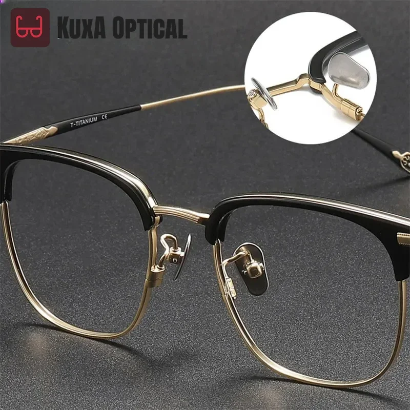 Okulary męskie KUXA, czysty tytan, owalne oprawki w stylu vintage, okulary do czytania z ochroną przed niebieskim światłem, okulary korekcyjne fotochromowe z możliwością personalizacji.