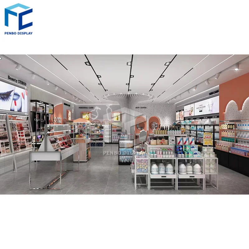 2025customized.Custom Holzwand-Kosmetikregale, Vitrine und Make-up-Display, Wandvitrine