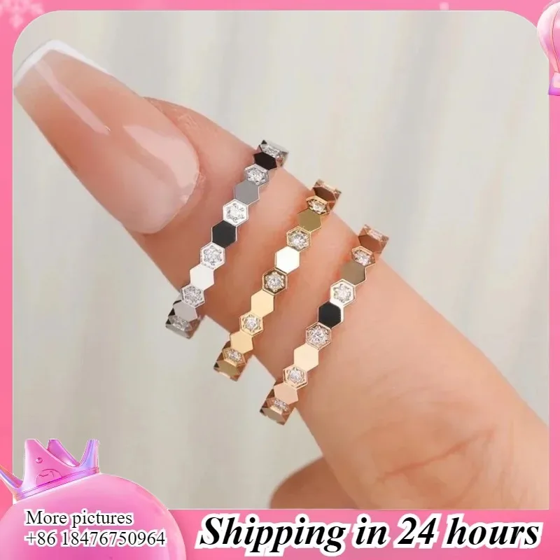 Anillo de Pareja de Panal de Plata de Ley 925 – Moda, Fiesta Exquisita y Regalo de Cumpleaños