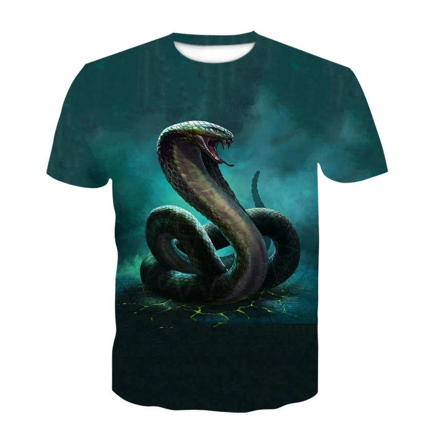 2022 New Snake Pattern Men\'s T-shirts Men\'s Animal 3D Short Sleeve Summer Casual Tops Fashion O-Neck Shirts Street Clothing