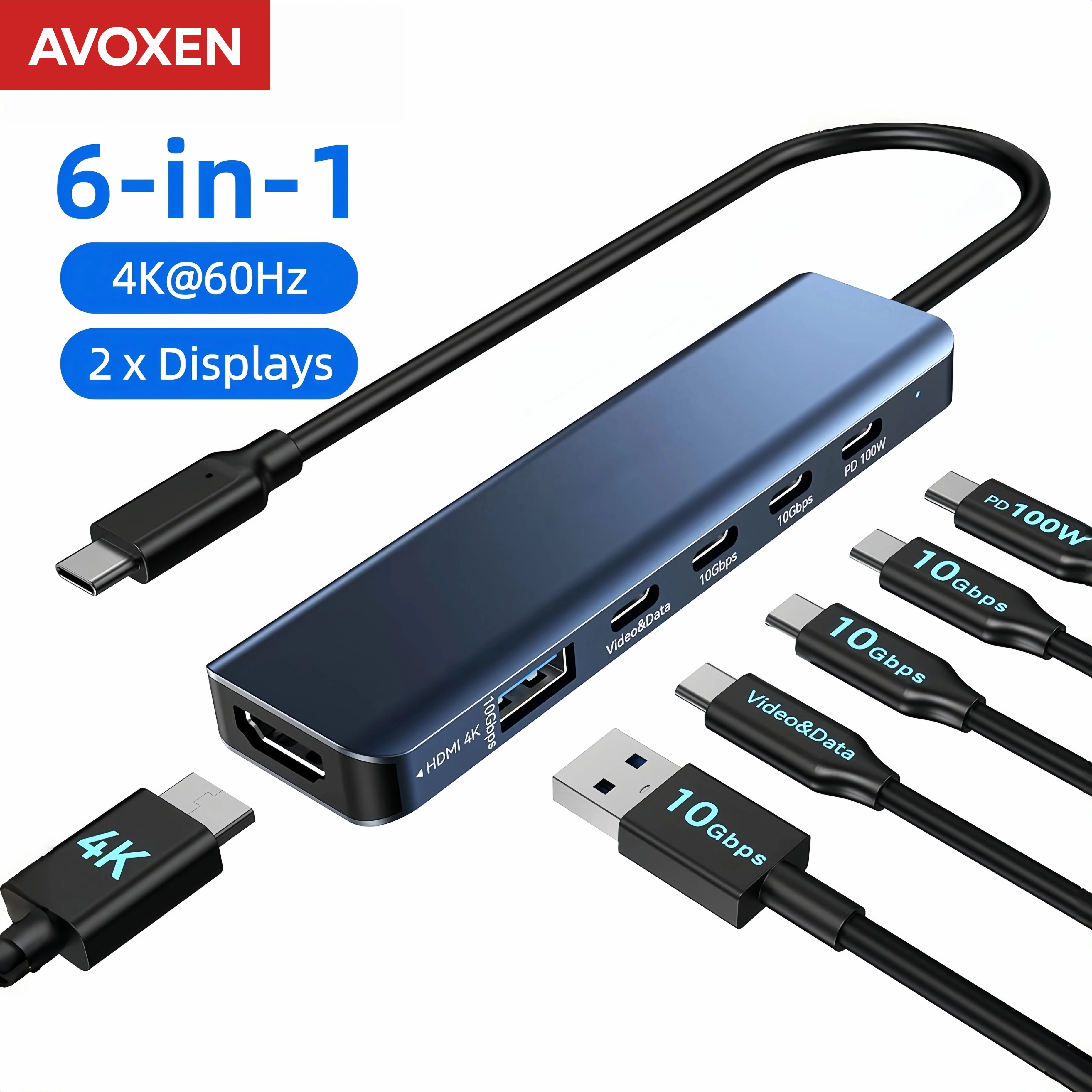 USB C Docking Station Type C to HDMI DP Alt Mode 4K 60Hz Dual Monitor Video Output 10Gbps 100W PD USB C Hub for Laptop MacBook