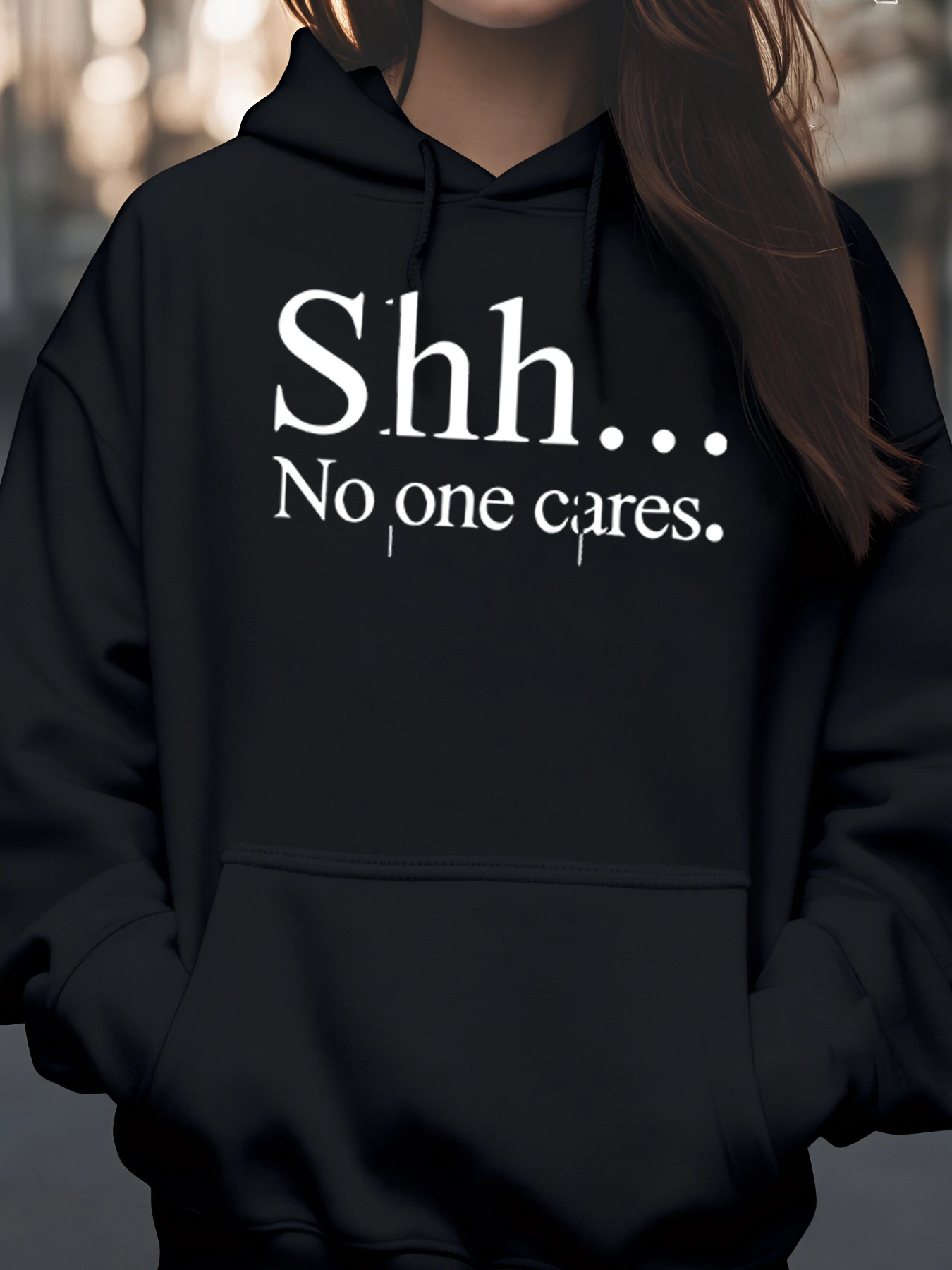 سترة بغطاء للرأس مطبوعة من Shh No One Cares لملابس الشارع النسائية غير الرسمية