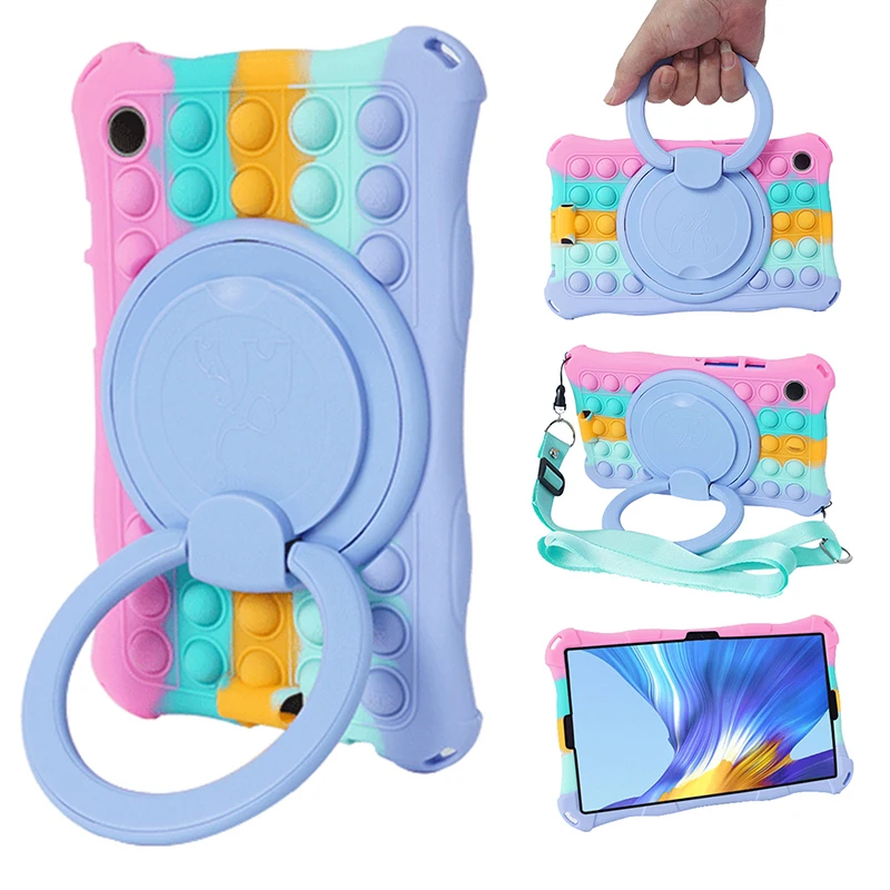 

For Samsung Galaxy Tab A9+ Case Pop Bubble Fidget Tablet Kickstand Cover - Colorful Pink