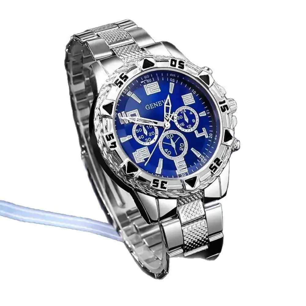 Высококачественный ремешок для часов из нержавеющей стали, мужские наручные часы, повседневные роскошные кварцевые часы, деловые часы с большим циферблатом