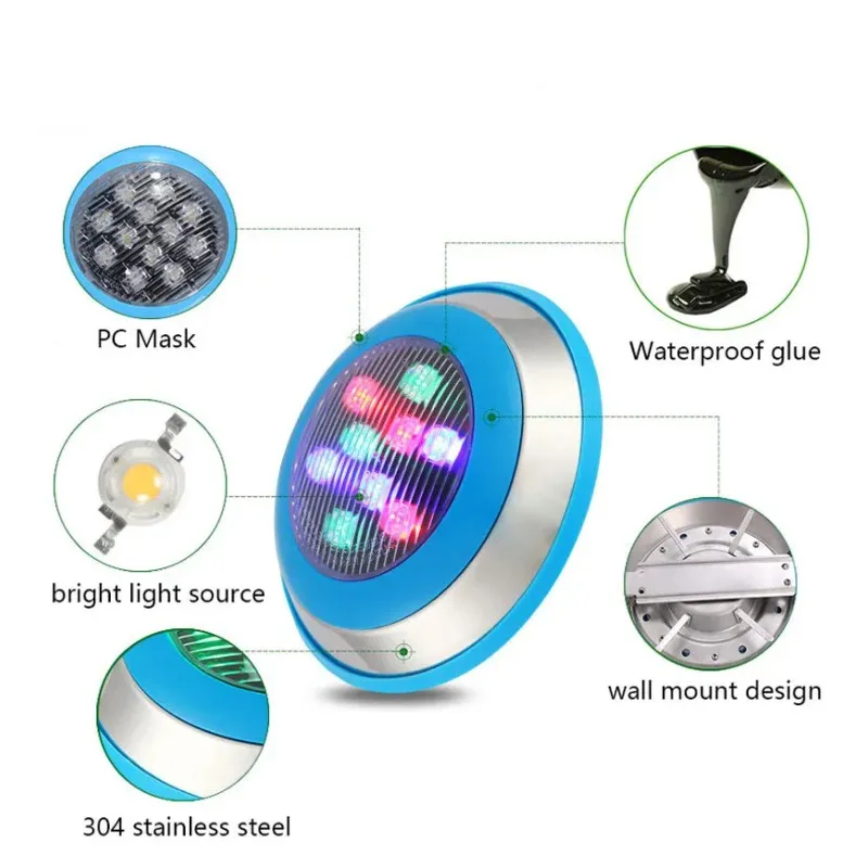 Stainless Steel IP68 Led Swimming Pool Lamps Blue Waterproof Lamps Outdoor Underwater Lights AC12V RGB Piscina Pond LED RGB Lamp