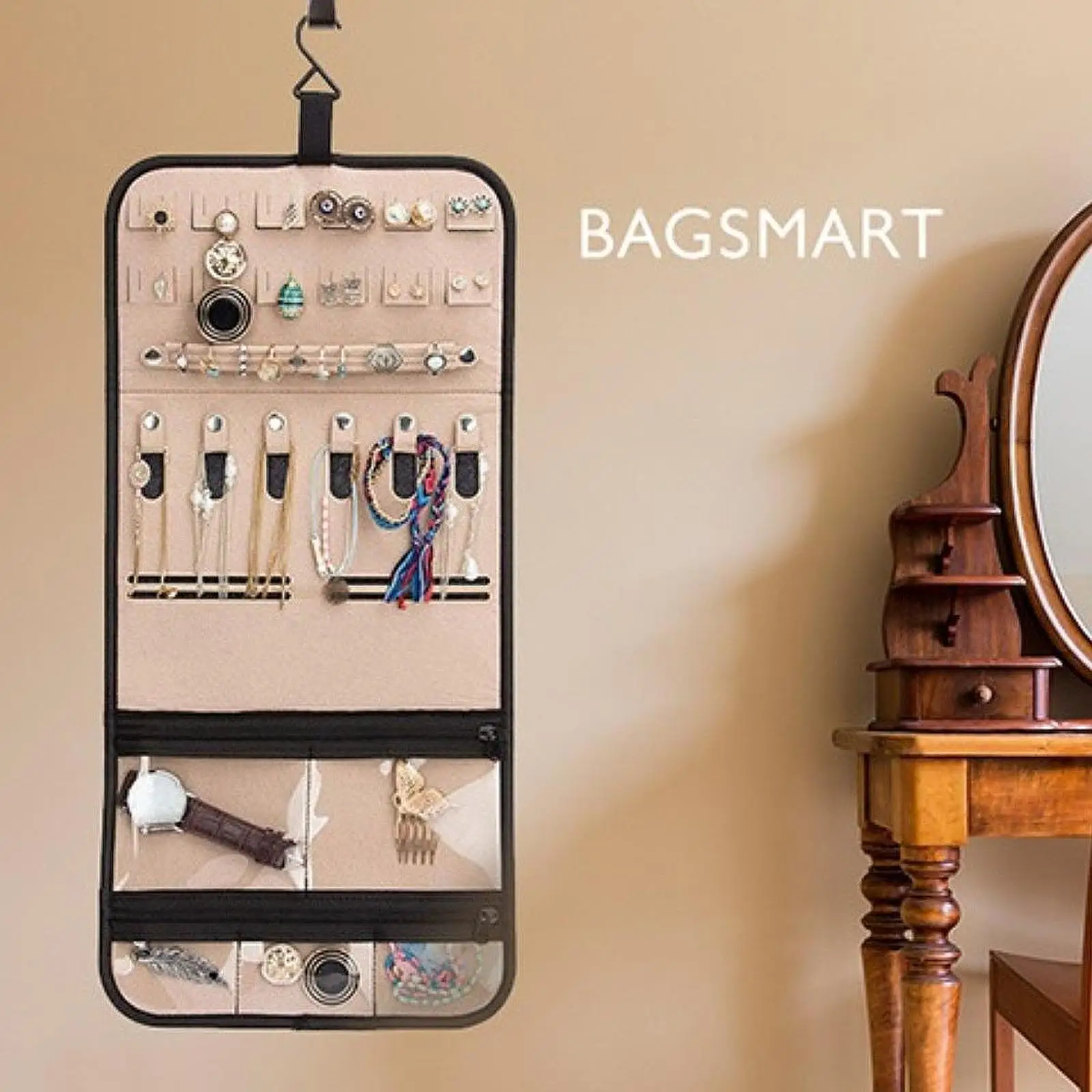 

Jewelry Hanging Bag Wall Mounted Easily Find Felt Earring Organizer Necklace Display Stand