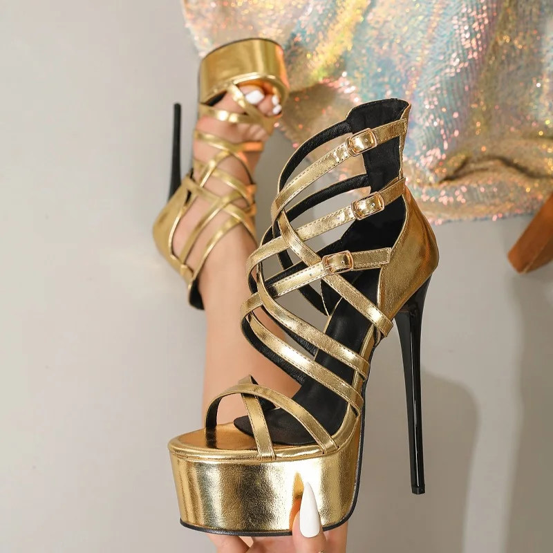 

Eilyken Street Style Narrow Band Buckle Strap Platform Women Sandals Summer Sexy Thin High Heels Nightclub Stripper Shoes