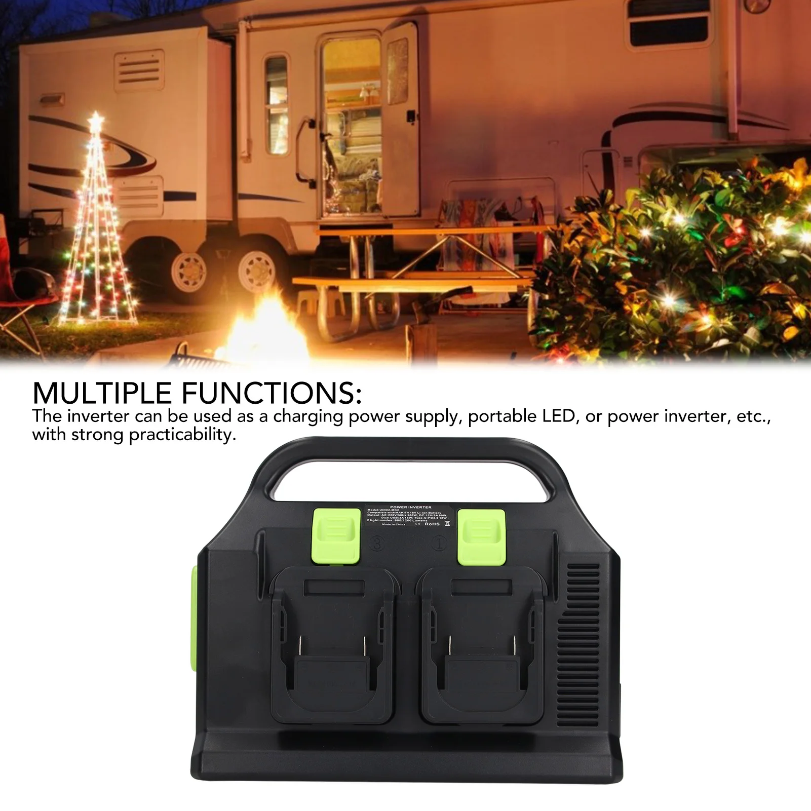 عاكس طاقة البطارية المحمولة 300 واط عاكس الطاقة المحمولة مع مخرج USB عاكس إمداد الطاقة جيبي بطارية 18 فولت