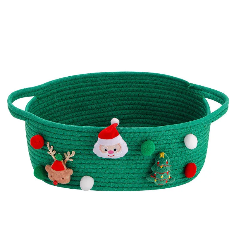 1pc Christmas Gift Basket Cotton Rope Storage Basket Gift Hand-held Candy Basket Gift Basket Cotton Thread Modern and Simple