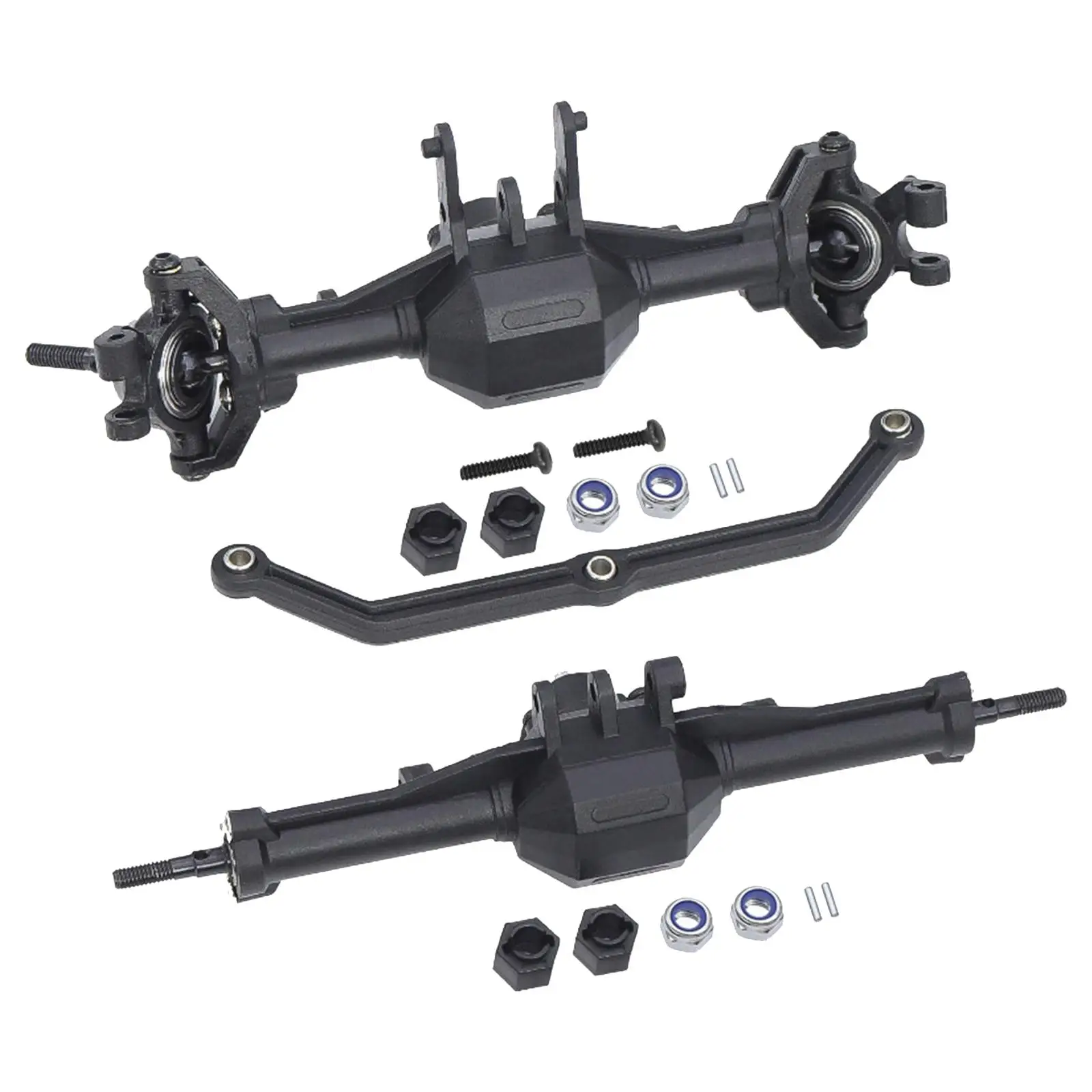 Front and Rear Axle Set, Bridge Shaft Complete Set Replacements, RC Car Axle Front Rear Bridge for 1/18 Scale Model Car