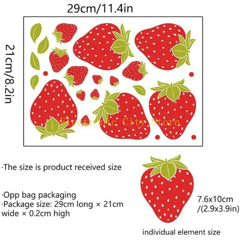 Strawberry Shaped Sticker Waterproof PVC Wall Decorative Sticker Removable Window Clings For Wall Furniture Glass Door HU8D