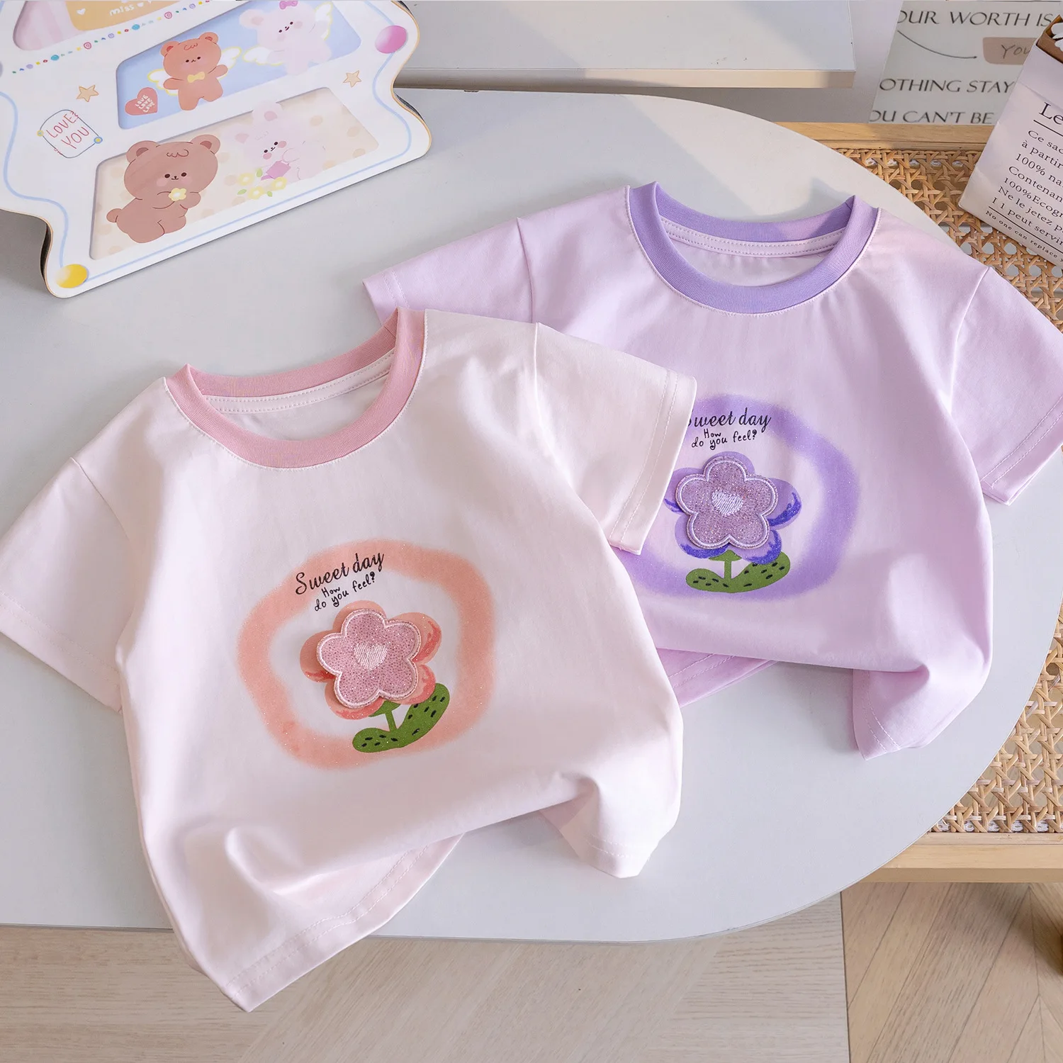 

18M-6T summer children kids girls fashion cute cotton short sleeve T shirt