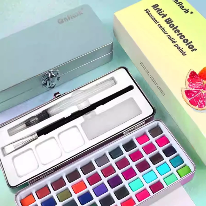 50color Solid Watercolor Paint Set Not Easy Waste High Transparency for Travel Sketching Illustrations Creation Nail Design