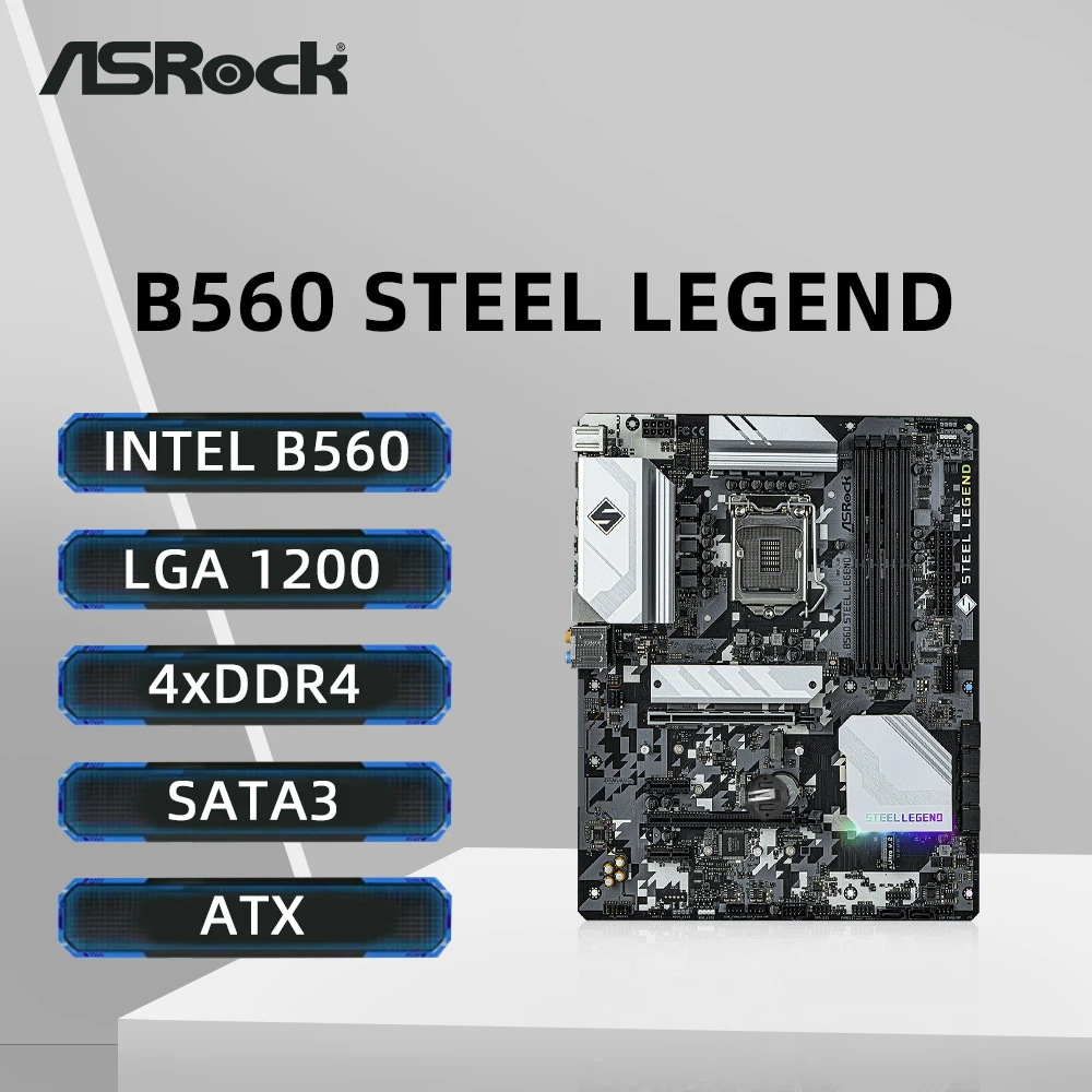 

Материнская плата ASRock B560 STEEL LEGEND LGA1200, поддержка i9-10900K i7-10700 i5-10600KF i5-10400F i5 10400F, процессор DDR4 4800 МГц M.2