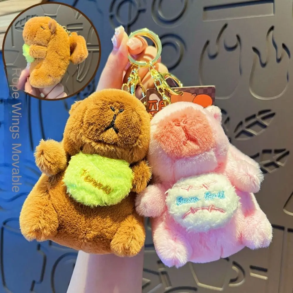 Flapping Wings Capybara Pull-out Toys Tennis Ball Fluffy Capybara Pull-out Keychain Funny Cute Animal