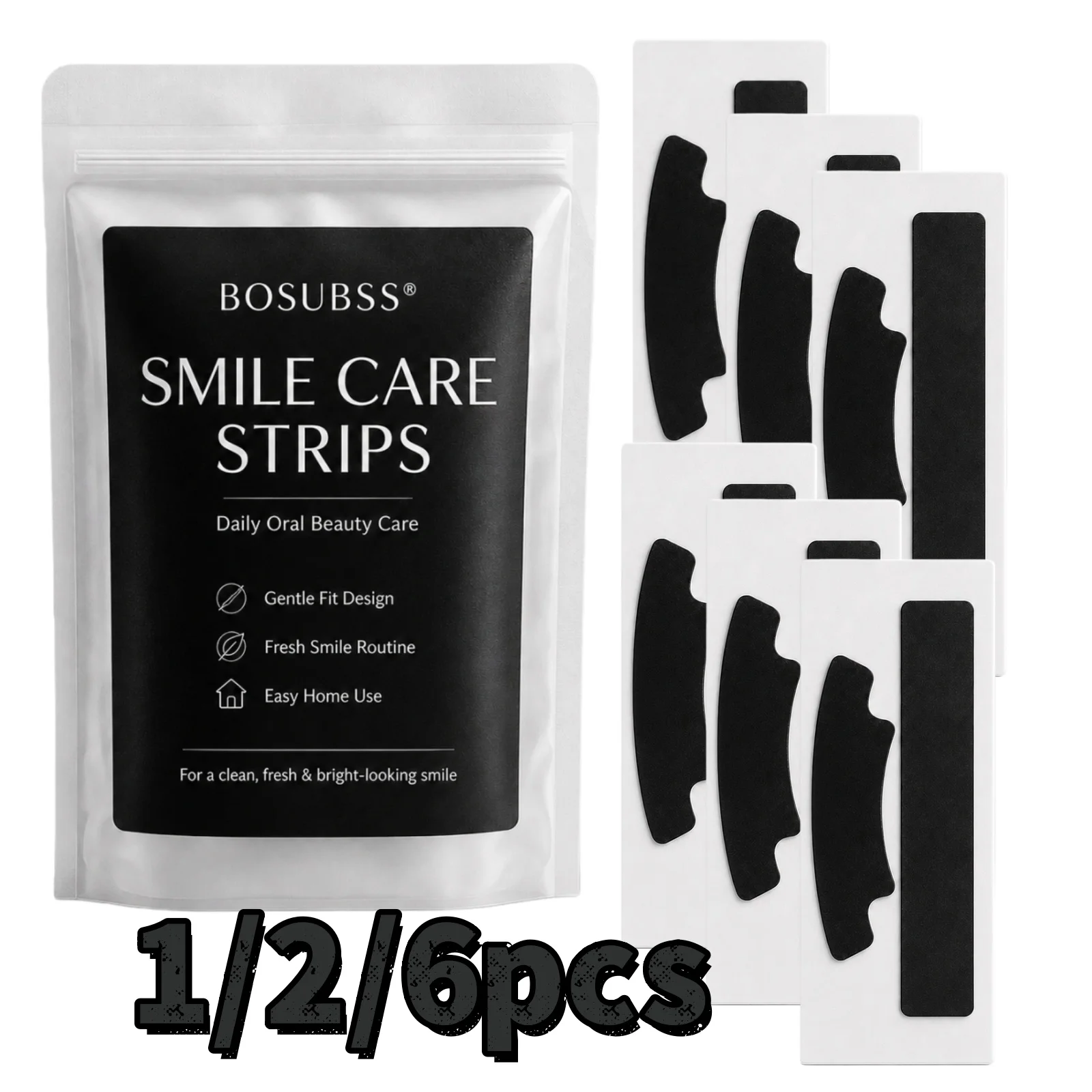 1/2/6Pcs Purple Teeth Whitening Strips, Dry Sticker Design, Portable Travel Teeth Brightening Patches for Daily Oral Care