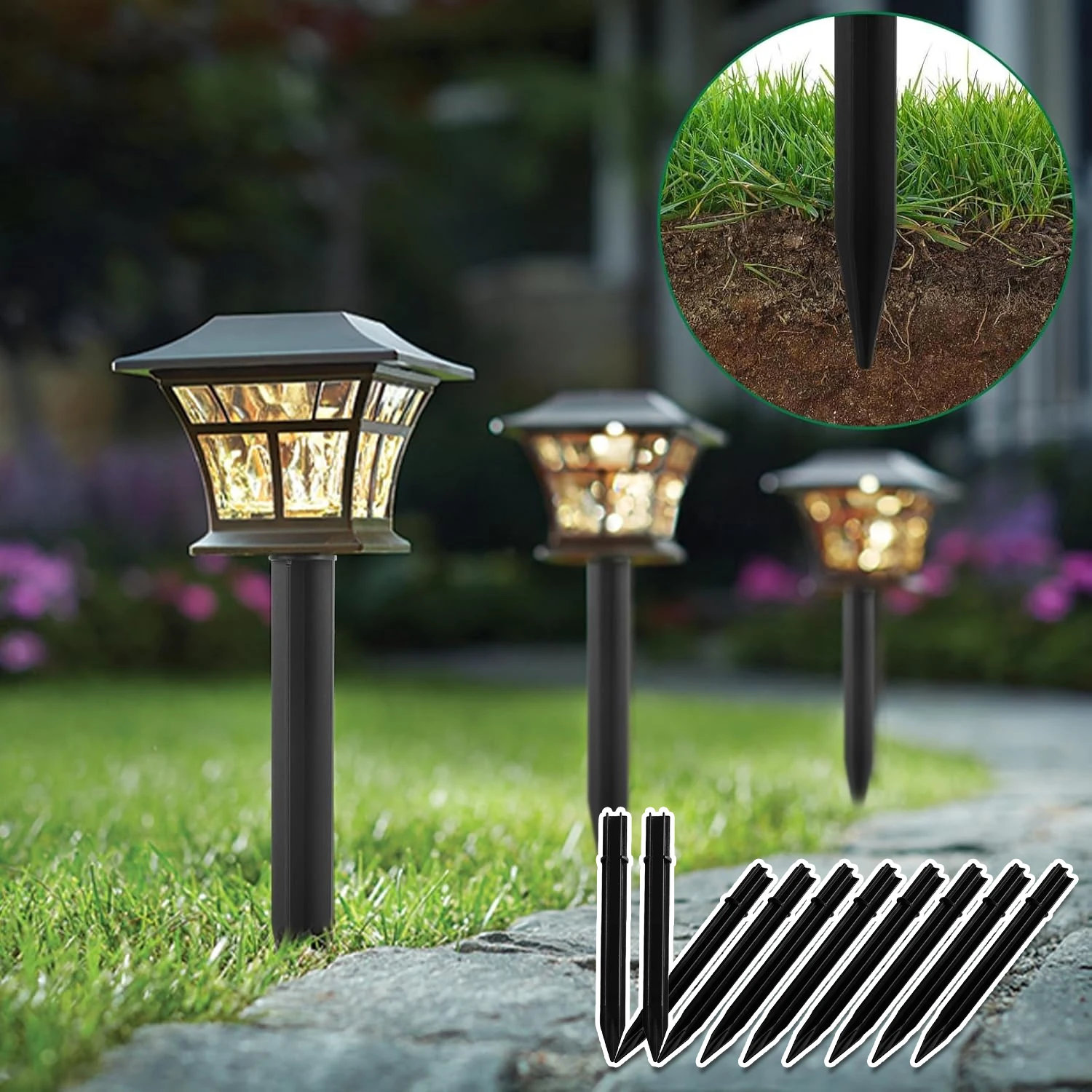 

Уличные солнечные светильники-колышки для газона, садовые фонари, декор для двора, ландшафтное освещение, комплектующие