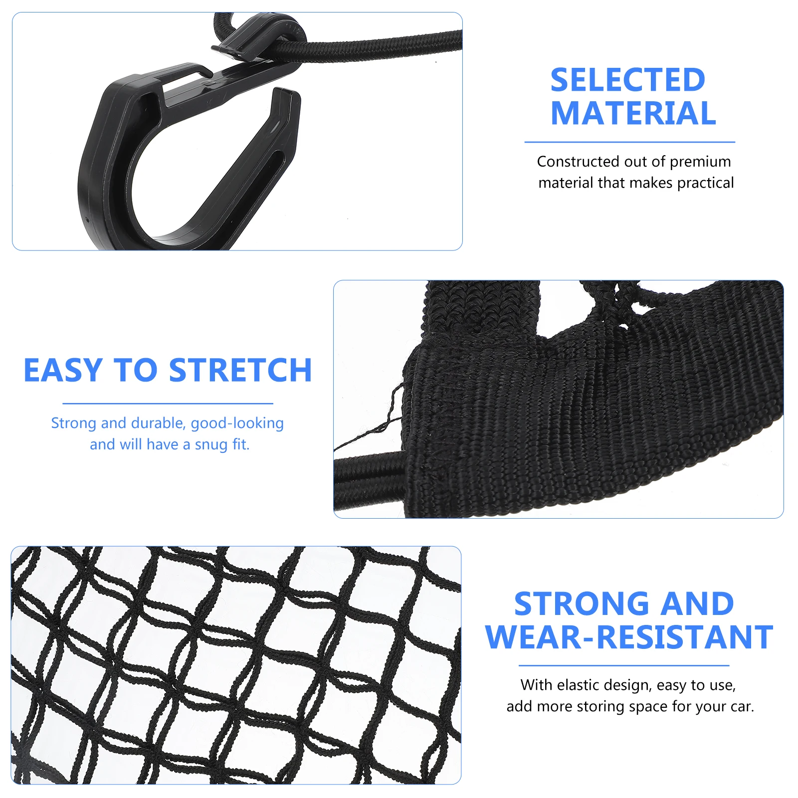 

1pc Seat Back Net Bag Premium Strong Durable Portable Car Organizer For Suv Auto Easy Install Elastic Strap Lightweight