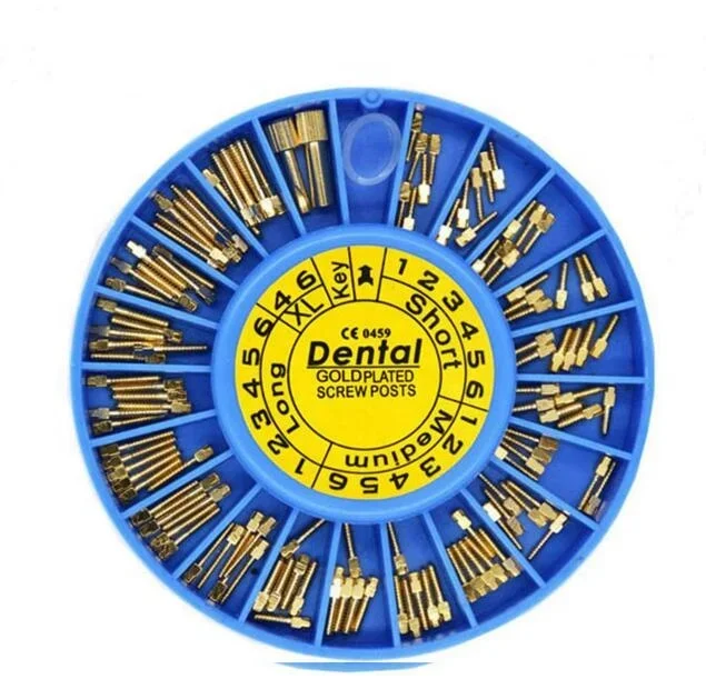 1pc Dentals composite filling materials dentals screw post gold plated / screw fibers post 120 pcs / Dentals conical screw post