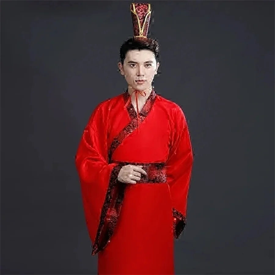 Chinesischer traditioneller Mann Hanfu Kleid Neujahr alte Performance Bühne Volkstanz Kostüme Han Dynastie Cosplay Roben