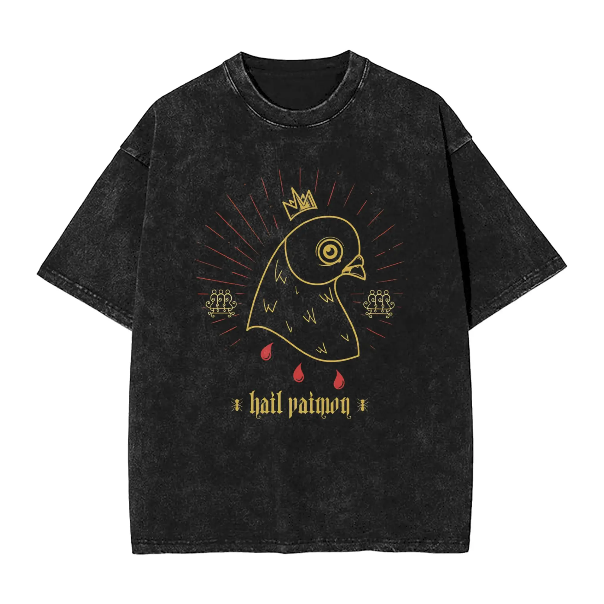 Hail Paimon Come Deliverance Gaming Washed T-Shirt Man  T-Shirts Summer Round Neck Trending Tee Shirt Loose Oversized Tops