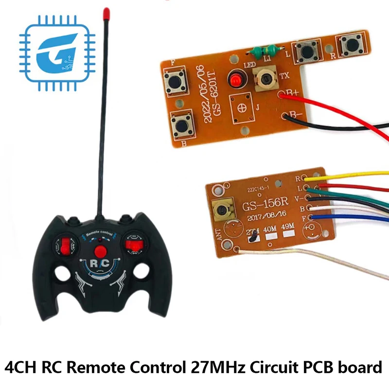 27MHz Circuit 4CH RC Remote ControlPCB Transmitter and Receiver Board with Antenna Radio System Car Accessories