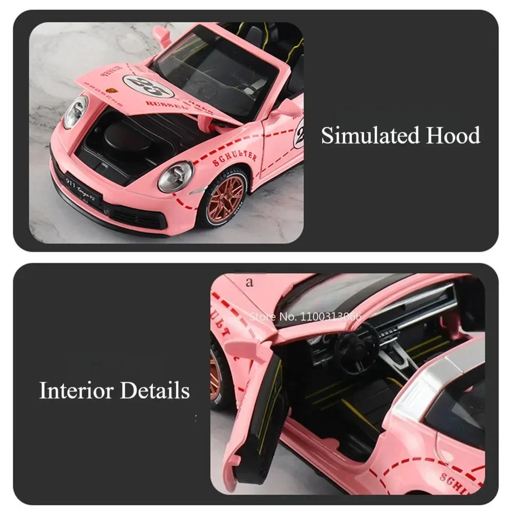 1:32 Porsche 911 Targa 4S ของเล่นรถยนต์ Miniature รุ่นโลหะผสม Diecast ดึงกลับ Super Sound Light ยานพาหนะเด็กเทศกาล GiftsFa Fa