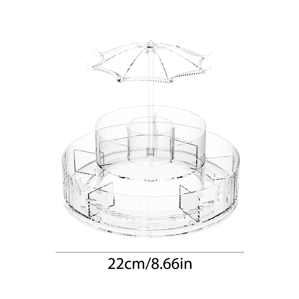 360 Rotating Make Up Caddy Shelf 2 Layer Turntable Cosmetics Storage Tray Round Acrylic Clear for Countertop Vanity and Bathroom