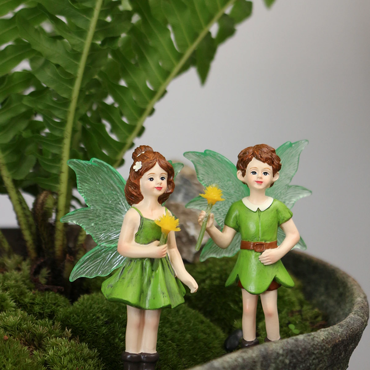 Bonsai Garden World - 2pcs Spring Green Fluorescent Wings Fairy
