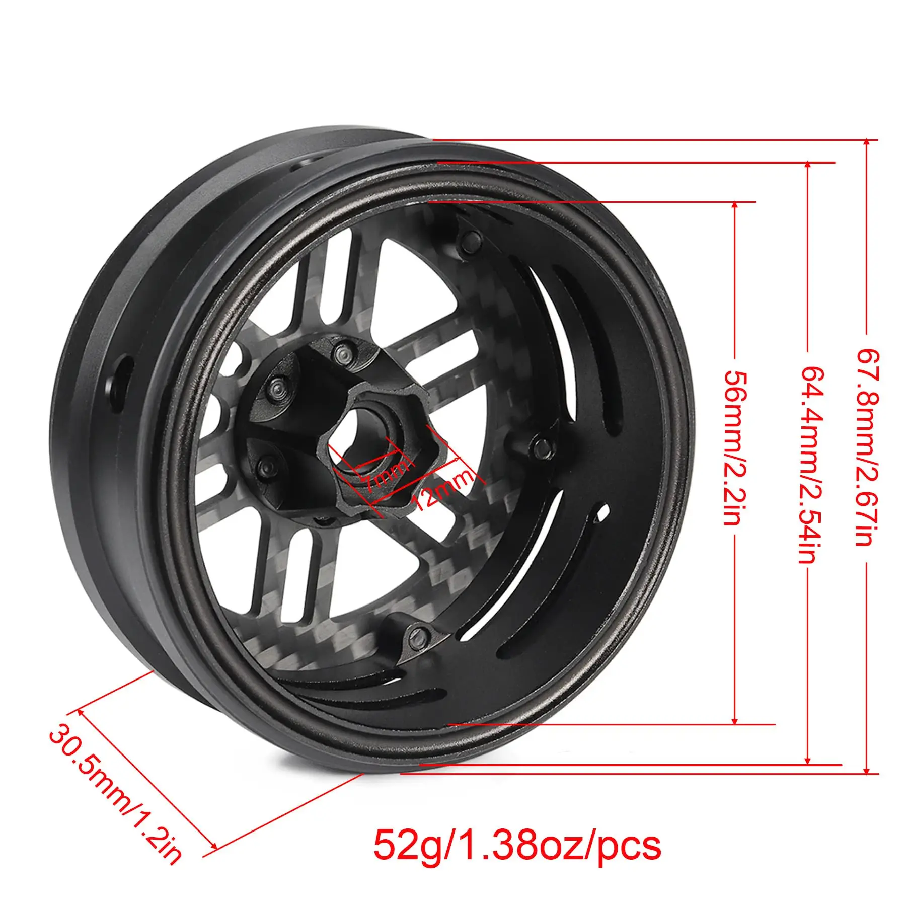 2.2 Inch Carbon Fiber RC Wheel Rims for 1/8 1/10 Rock Crawler LCG Cheater Rigs GSPEED V3 TGH Capra SCX10 Pro Element Enduro TRX4