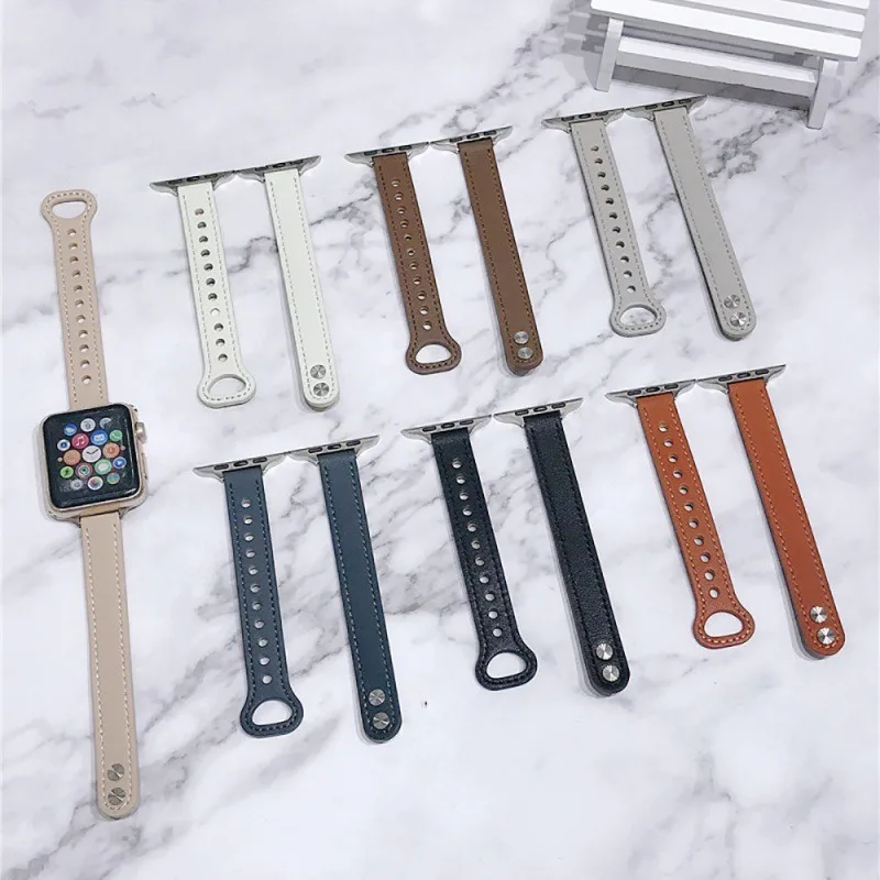 Bracciale ragazza in vera pelle per cinturino Apple Watch 41mm 45mm cinturino iWatch sottile per Correa Loop S9/8/7 SE 6/5/4 40/44mm 42MM 38MM