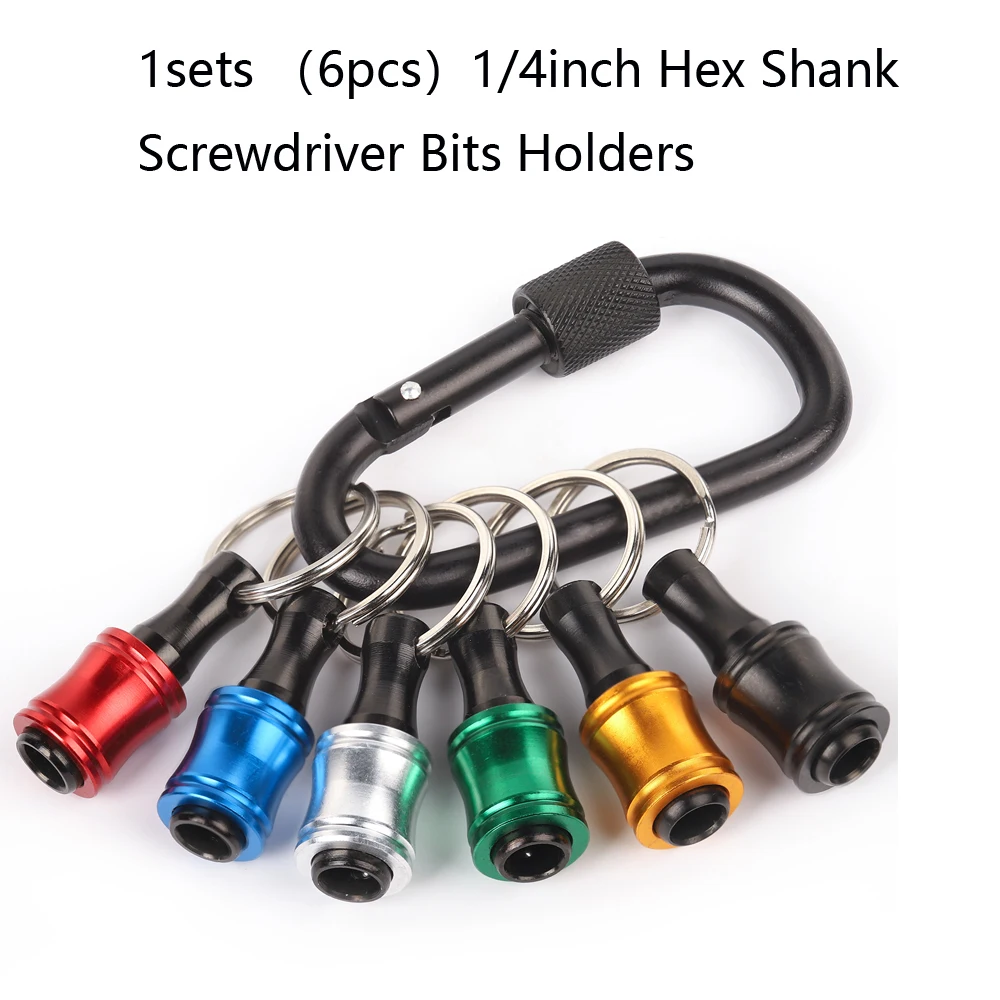 

1/4" Hexagonal Shank Screwdriver Head Holder 6pcs/Set Extension Rod Key Chain Adapter Drill Bit Quick Replacement Portable Hand