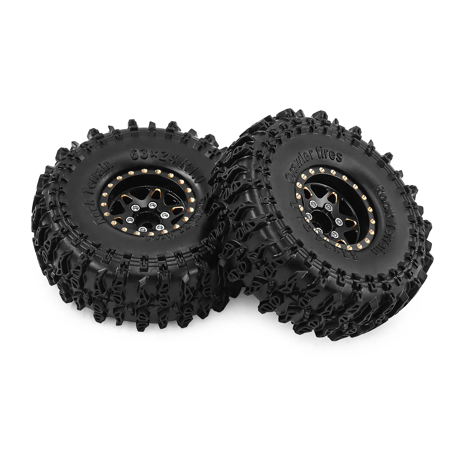 1/24 1/18 RC 크롤러 TRX4M SCX24 FCX24 FMS AX24 업그레이드 부품용 1인치 헤비 브래스 휠 타이어 세트 4개