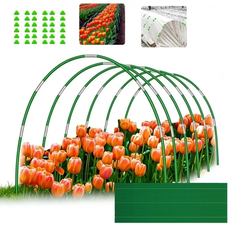 Greenhouse Hoops Plant Tunnel Rust-Free Fiberglass Frame for Outdoor Netting Raised Bed Plant Cover Plant Support Garden Stakes