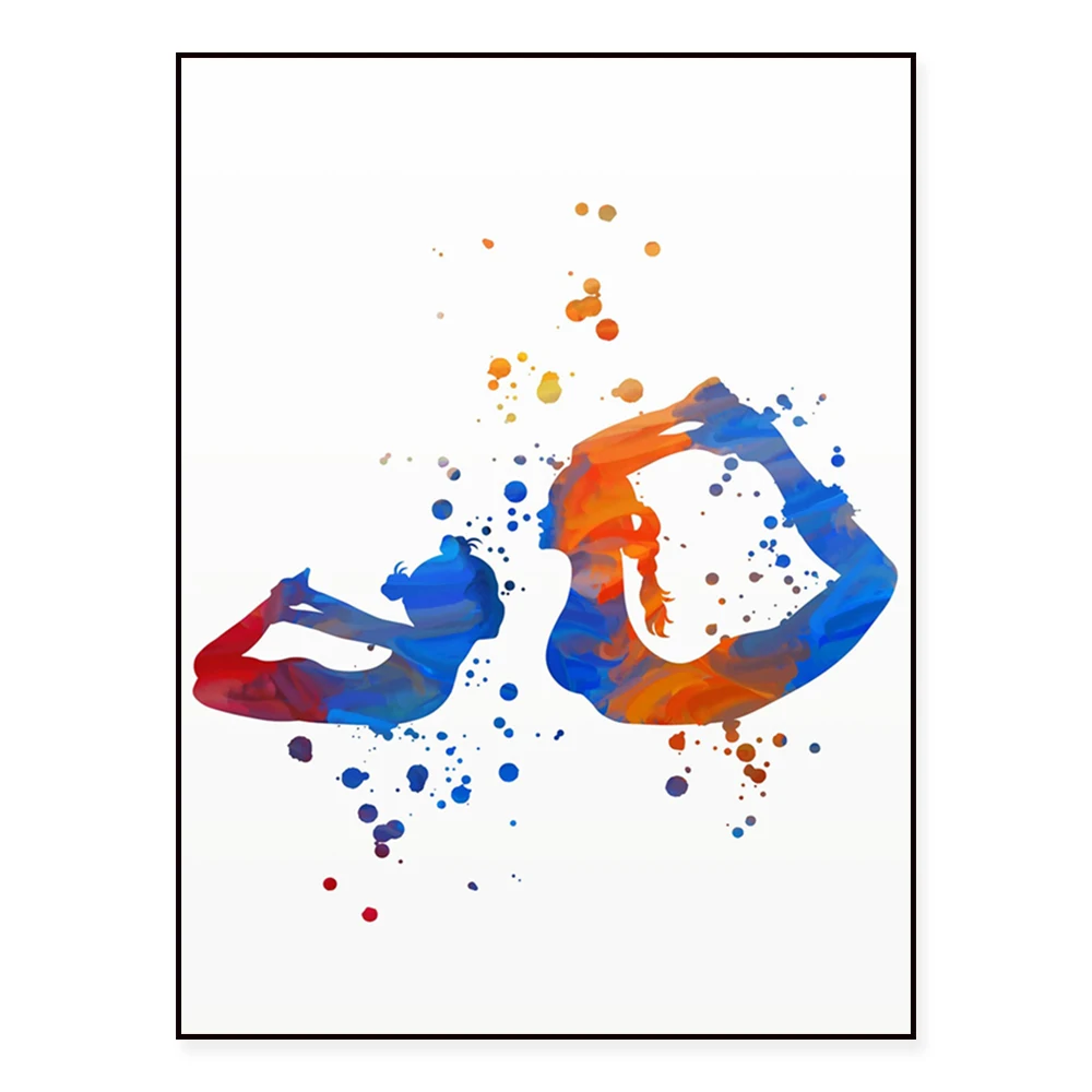 Bebe el cartel del arte de la pared de la silueta de la muchacha de la yoga - Regalo del amante de la yoga Decoración del estudio de yoga Impresiones deportivas
