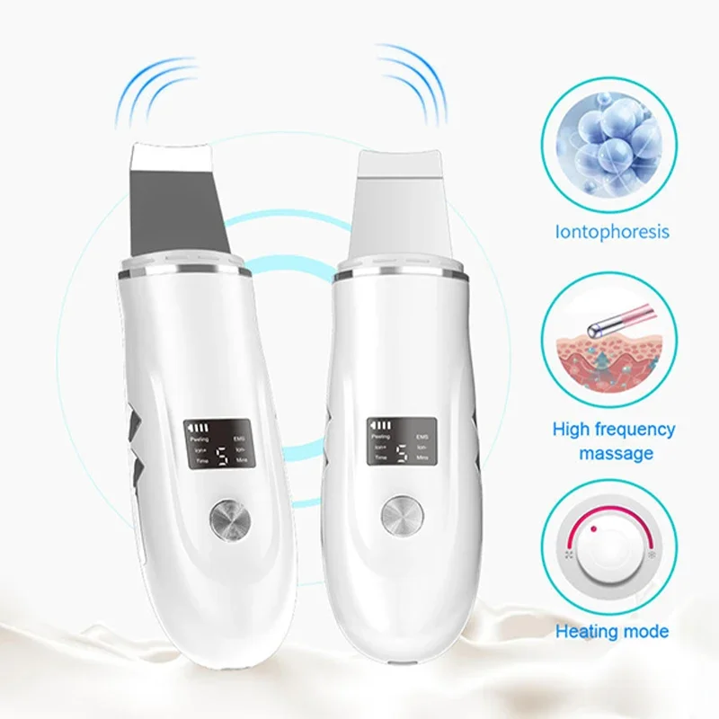 Ultrasonic Skin Scrubber Ance Pore Cleaner Peeling Blackhead Remover Deep Face Cleaning Ion Facial Shovel Facial Cleaning Device