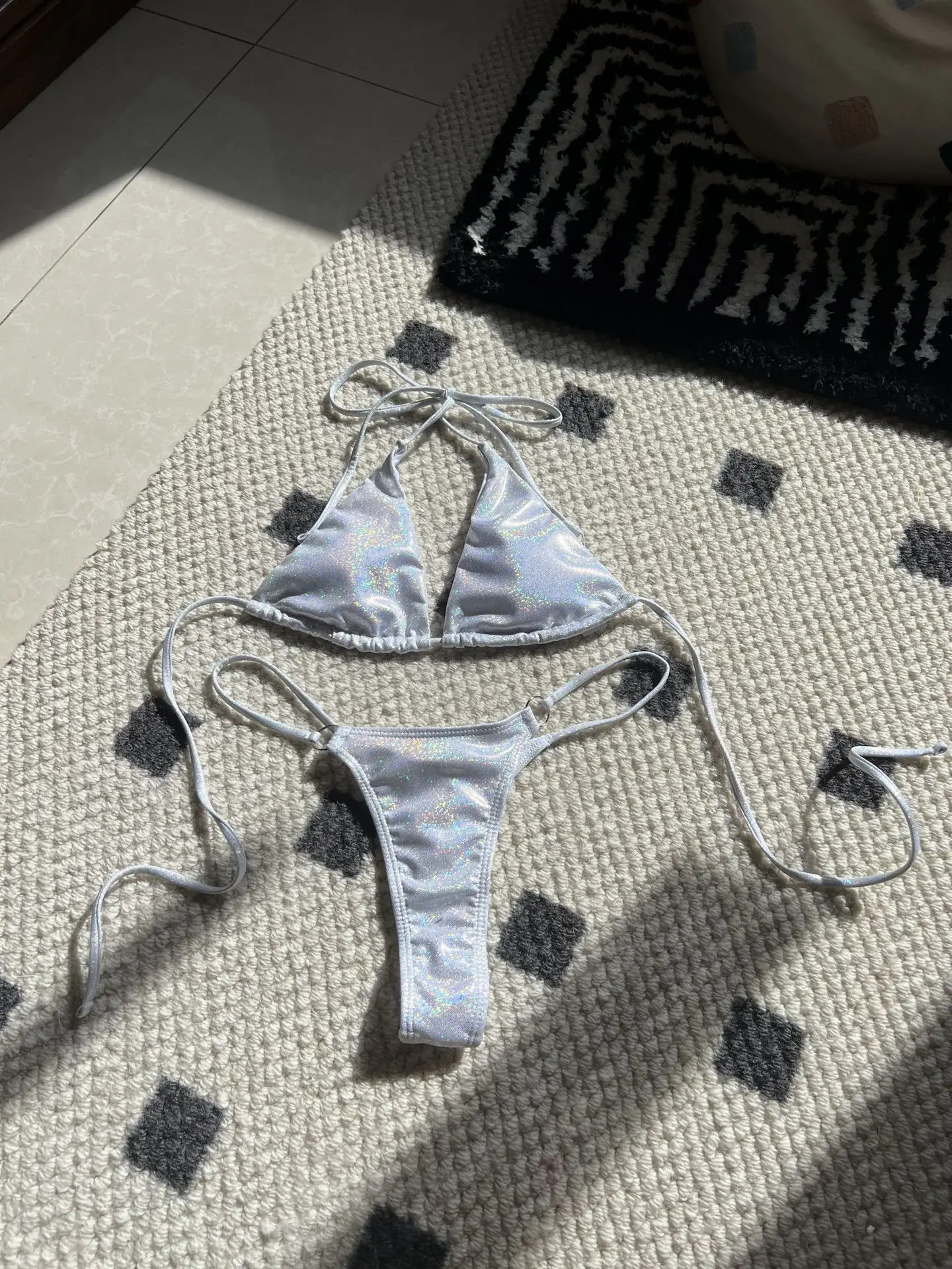 Halter Brazilian Metallic Satin Bikini Women Swimwear 2025 Swimsuit Two-pieces Bikini Set High Cut Bathing Suit Swim Beachwear